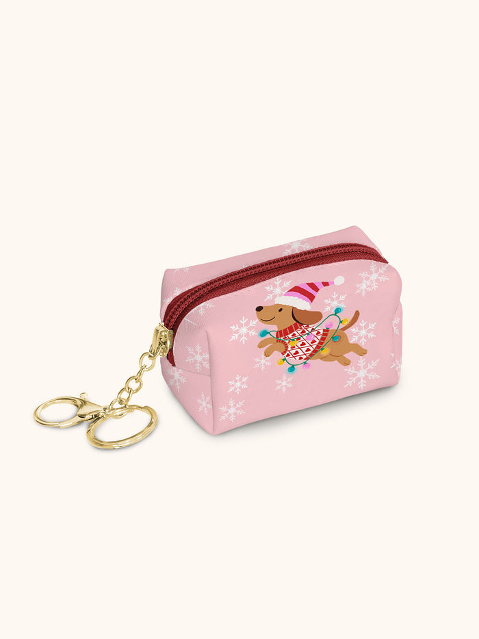 Cheery Christmas Dog Key Chain Pouch