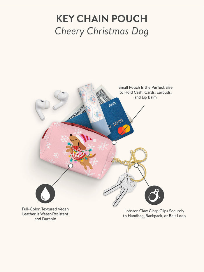 Cheery Christmas Dog Key Chain Pouch