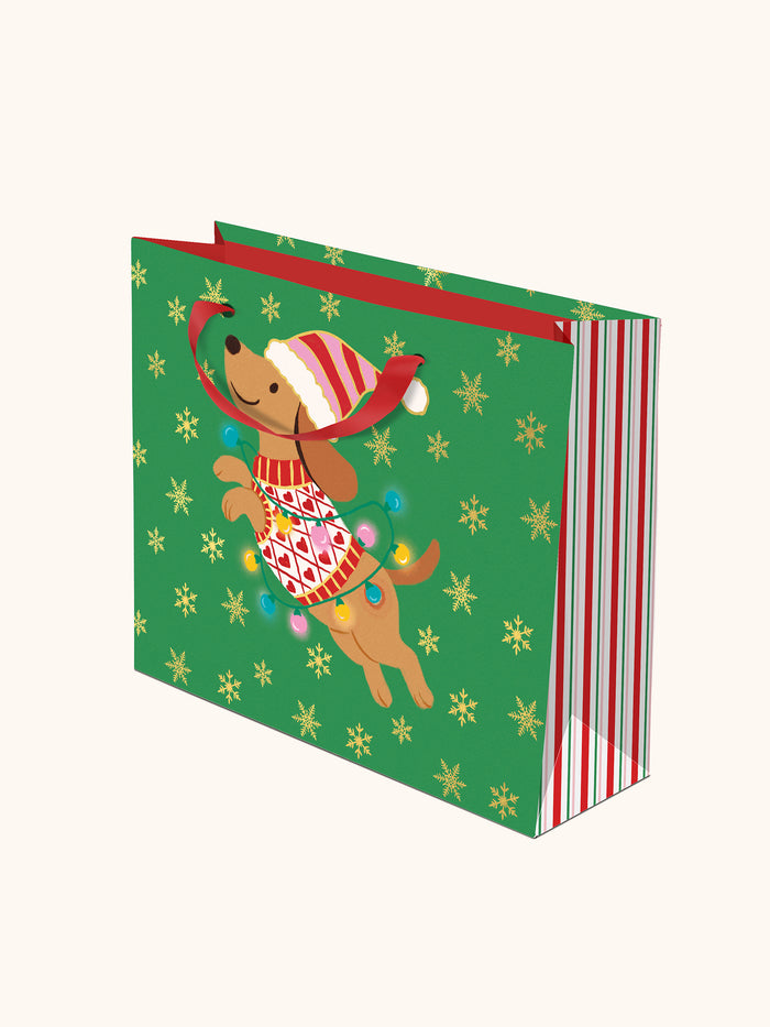 Cheery Christmas Dog Large Gift Bag Set