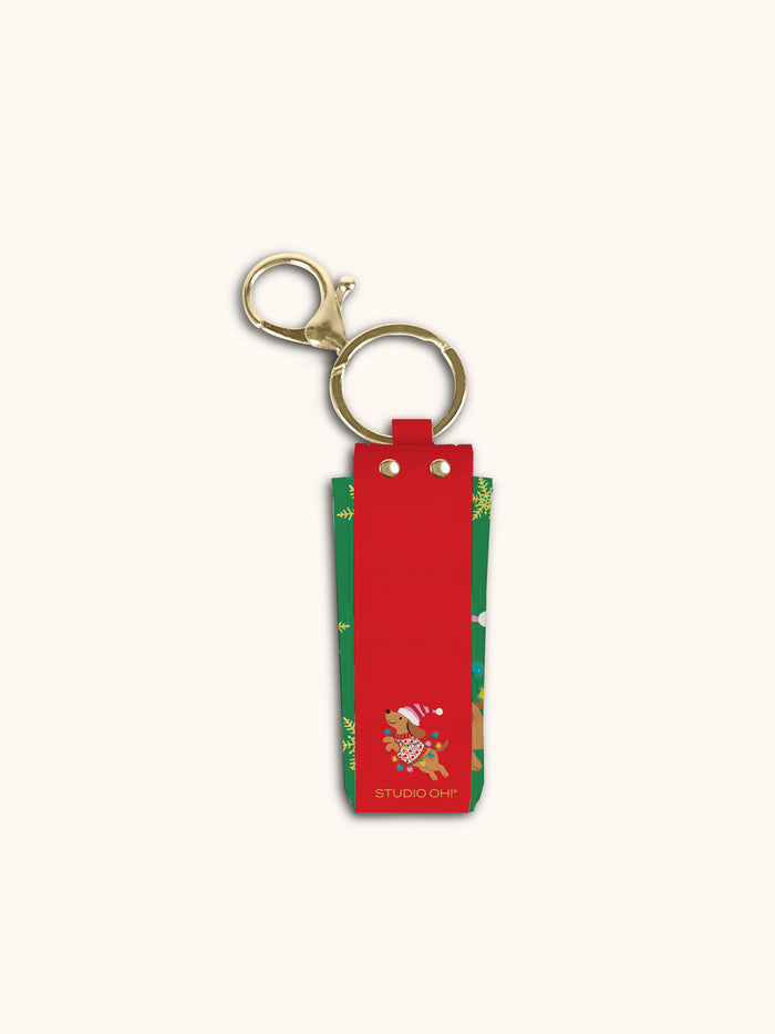 Cheery Christmas Dog Lip Balm Holder Key Chain