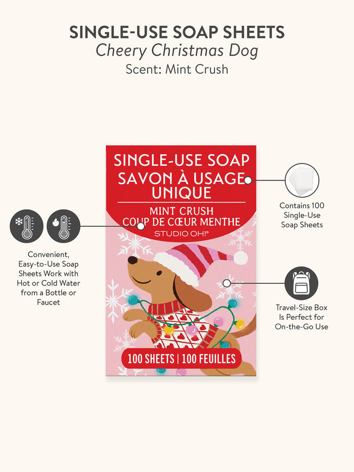 Cheery Christmas Dog Single-Use Soap Sheets