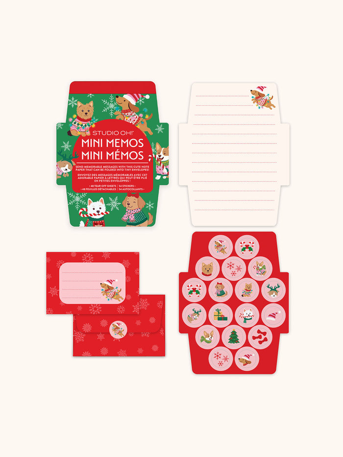 Cheery Christmas Dogs Mini Memos with Stickers
