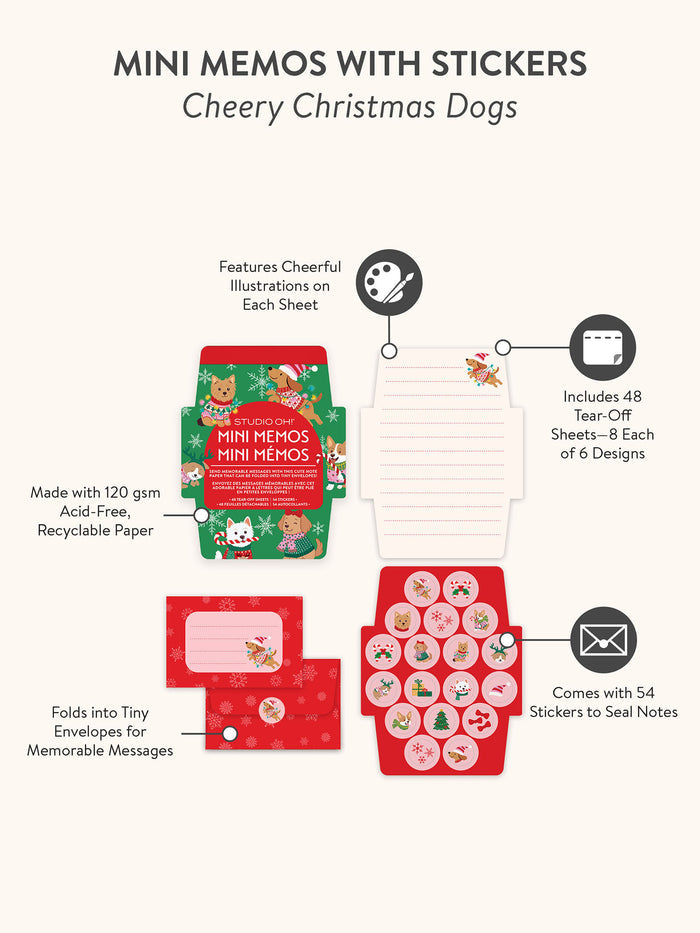Cheery Christmas Dogs Mini Memos with Stickers