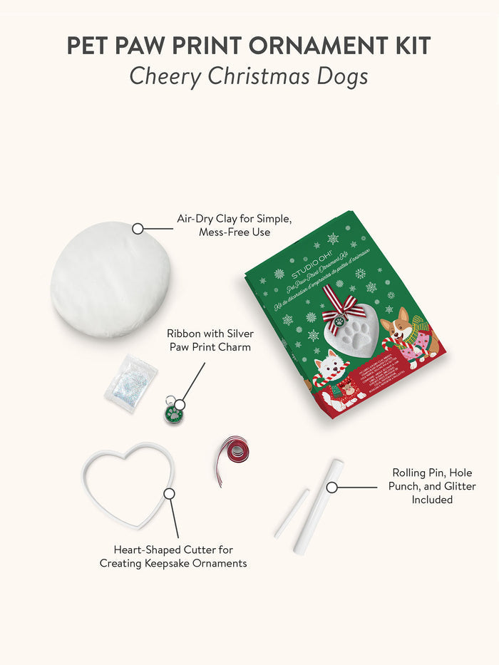 Cheery Christmas Dogs Pet Paw Print Ornament Kit