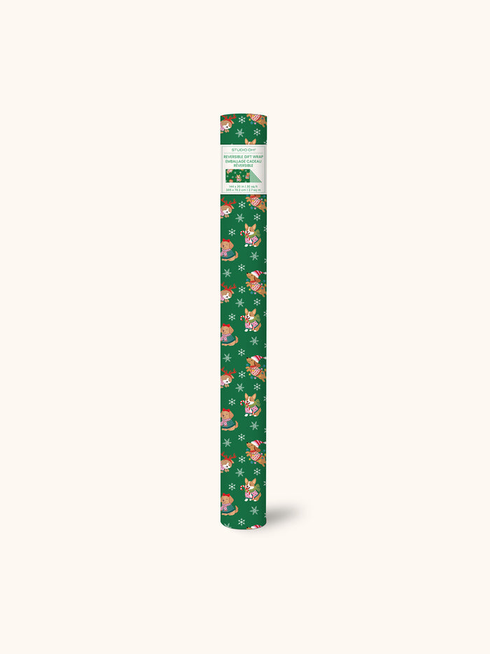 Cheery Christmas Dogs Reversible Gift Wrap