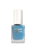 Blue nail polish bottle with 'cirque colors' branding on a light gray background