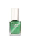 Green nail polish bottle with 'cirque colors' branding on a white background
