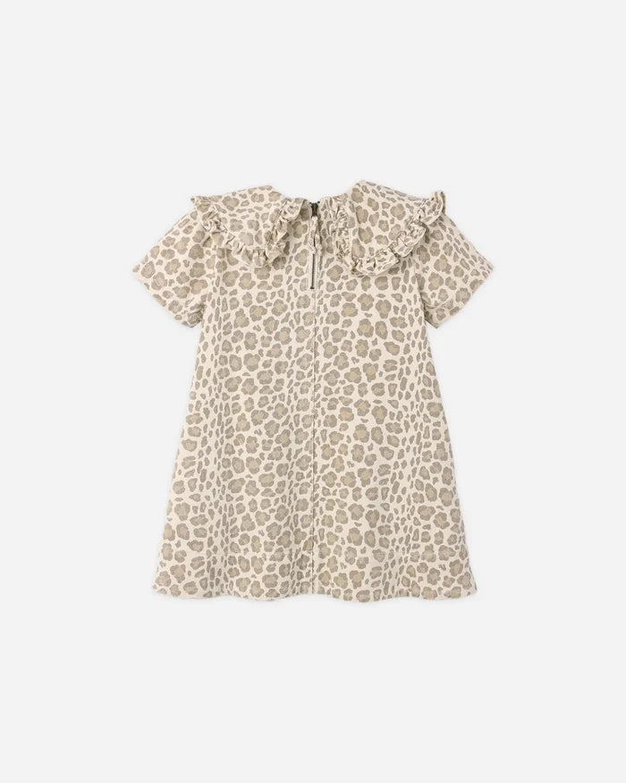 Collared Denim Mini Dress (Leopard)
