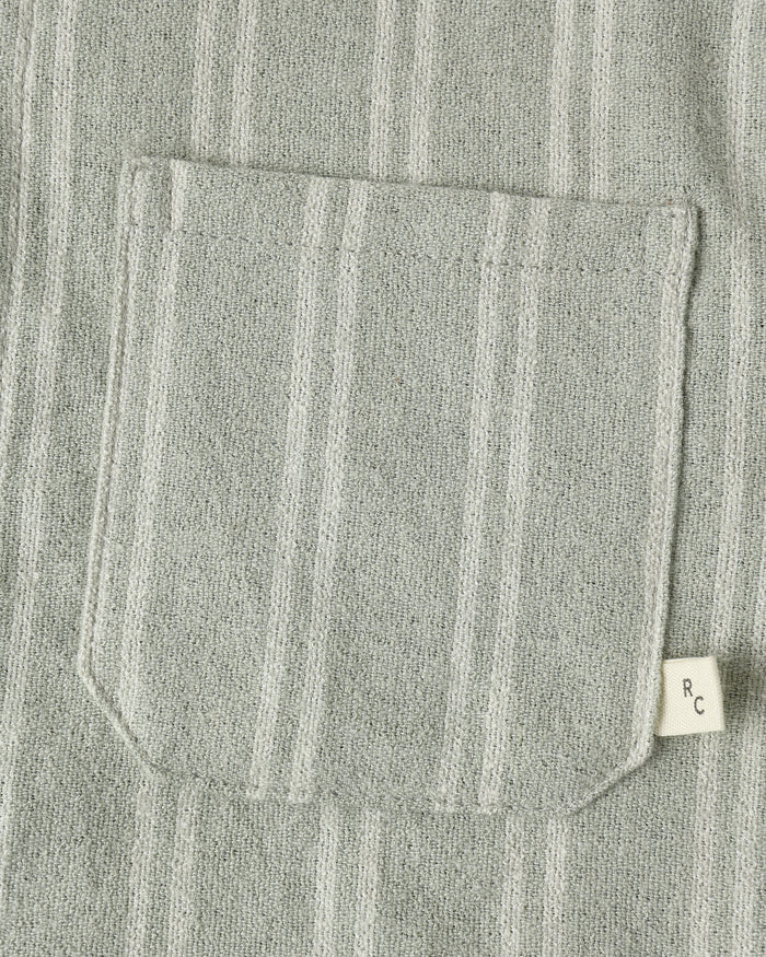 Collared Long Sleeve Shirt (Sage Pinstripe)
