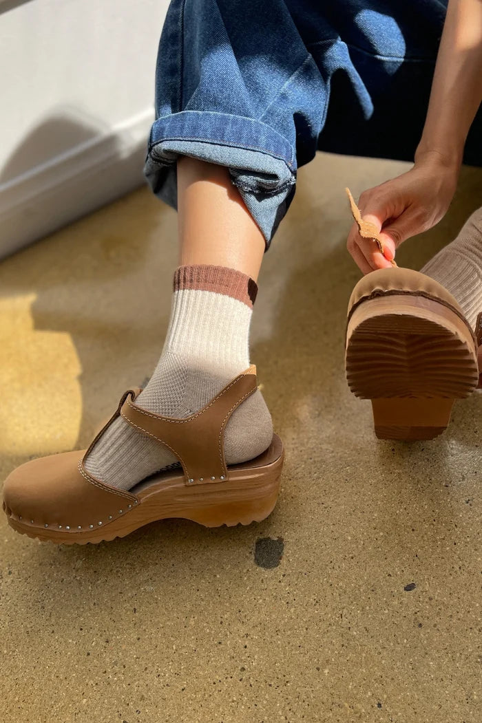 Color Block Girlfriend Socks (Black/Coffee)