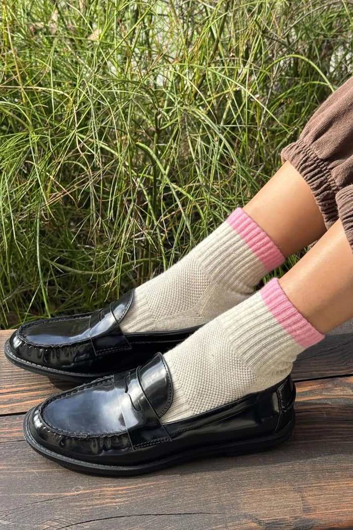 Color Block Girlfriend Socks (Grey/Pink)