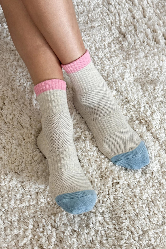 Color Block Girlfriend Socks (Grey/Pink)