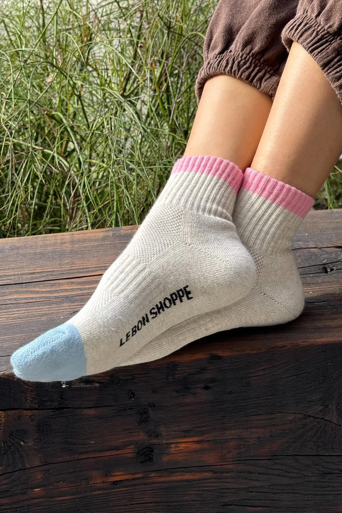 Color Block Girlfriend Socks (Grey/Pink)