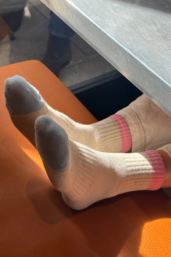 Color Block Girlfriend Socks (Grey/Pink)