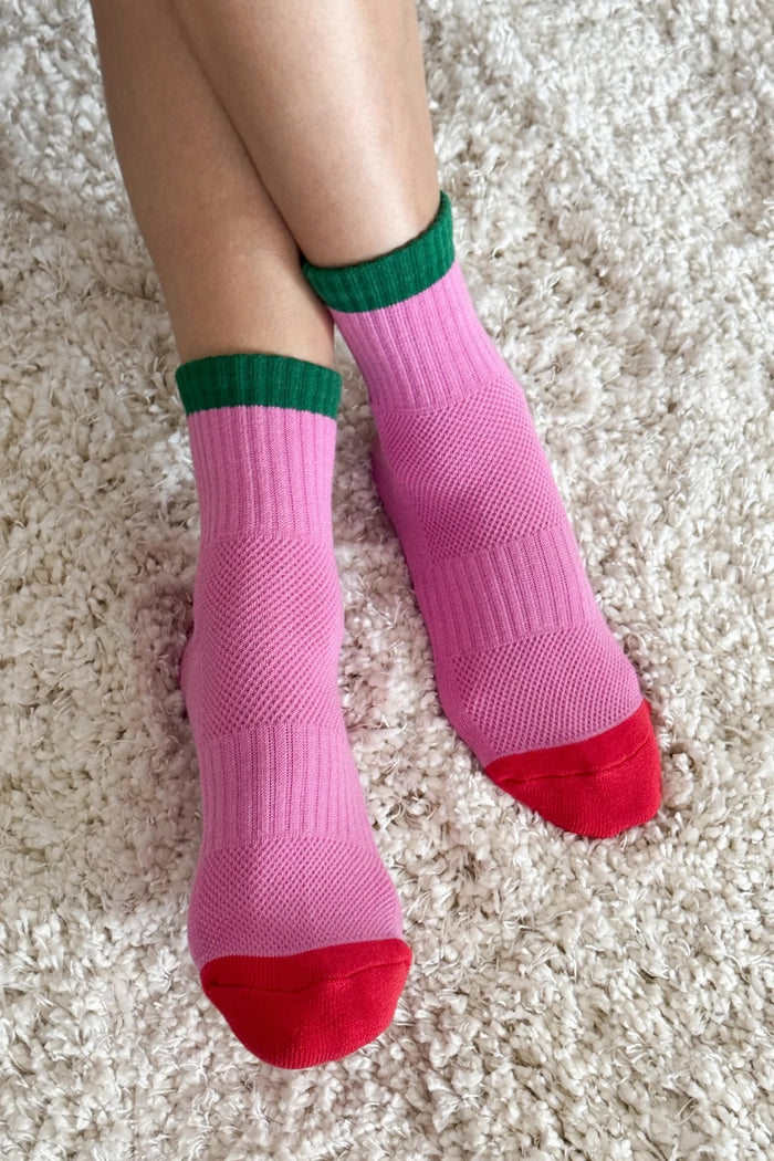 Color Block Girlfriend Socks (Rose/Green)