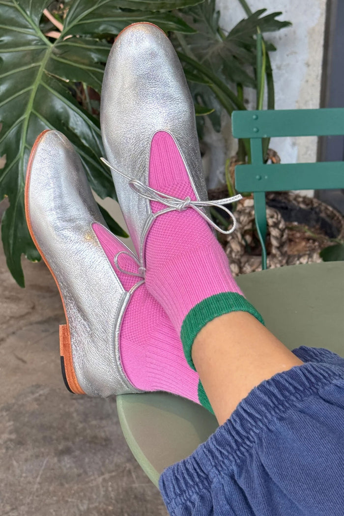 Color Block Girlfriend Socks (Rose/Green)
