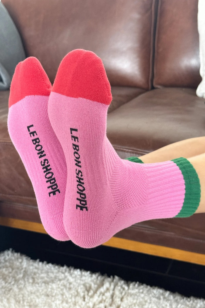 Color Block Girlfriend Socks (Rose/Green)