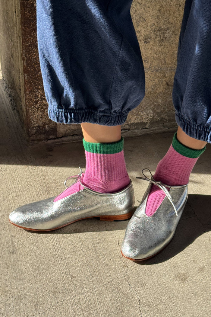 Color Block Girlfriend Socks (Rose/Green)