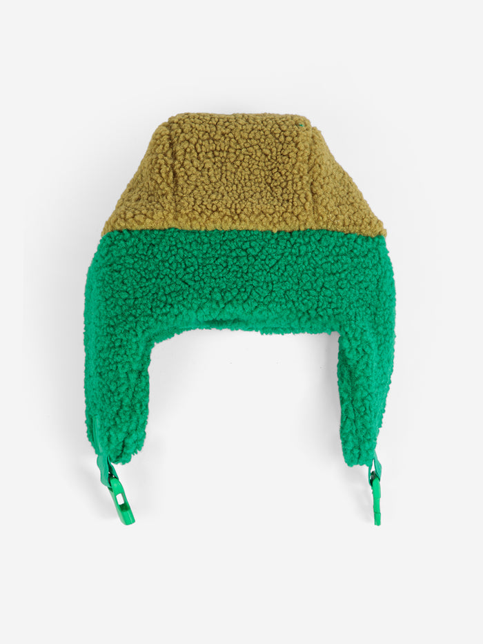 Color Block Sheepskin Chapka (Green)