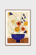 Colourful Bunch in Blue Vase Poster