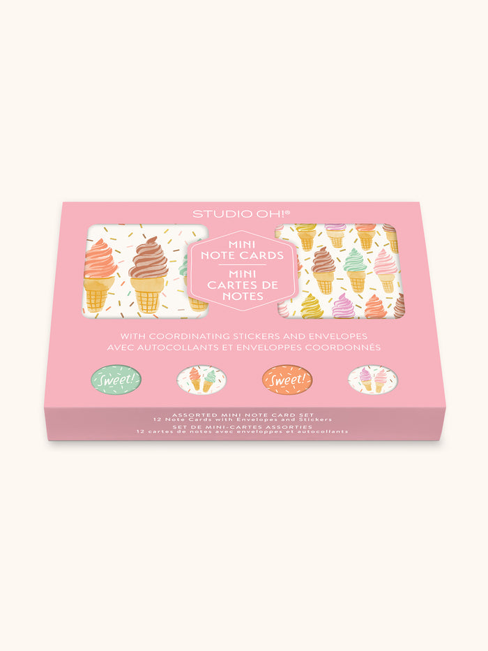Cool & Creamy Assorted Mini Note Card Set with Stickers