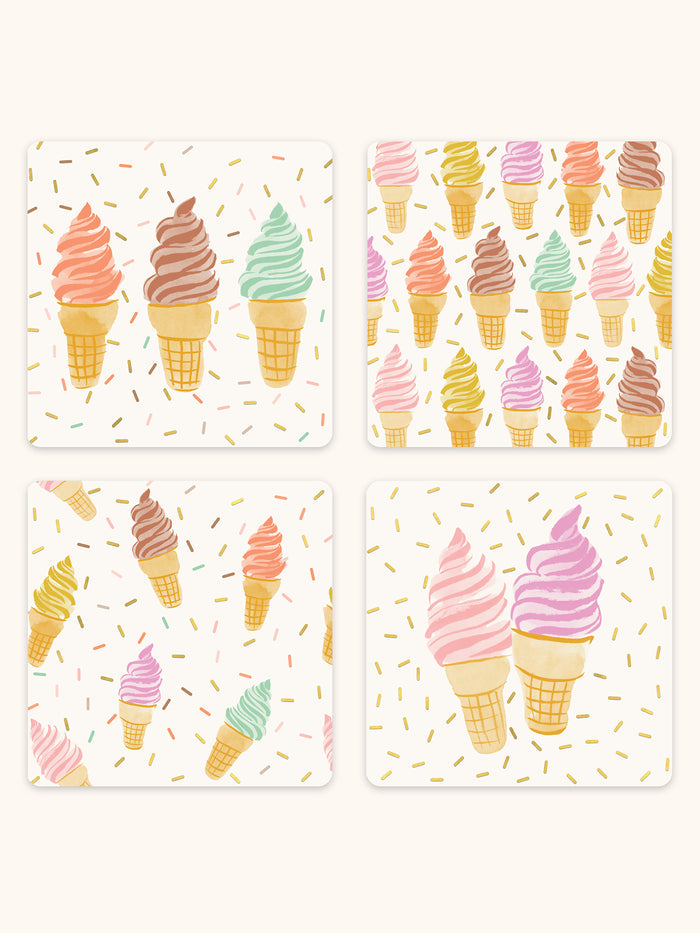 Cool & Creamy Assorted Mini Note Card Set with Stickers