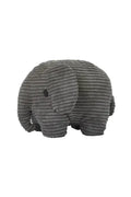 Gray plush elephant toy on a white background
