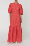 Cotton Lace Maxi Dress - Summer Coral