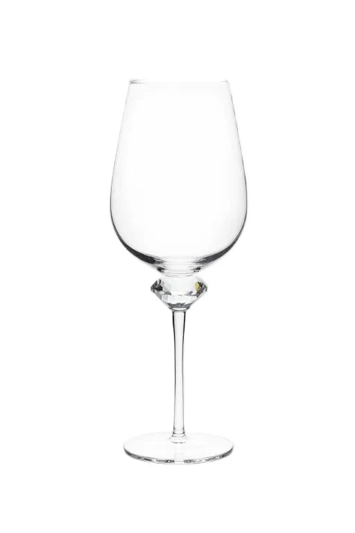 Wine glass with a crystal at the top of the stem