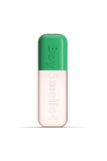 Two-tone green and pink cylindrical product with 'Boy Smells' branding on a white background