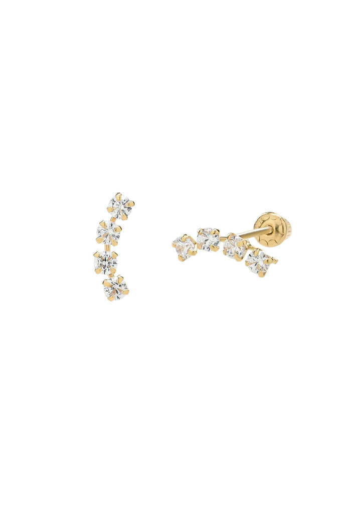 CZ Curved Studs (14K Solid Gold)