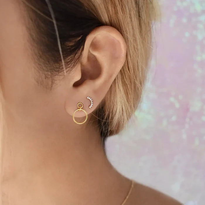 CZ Pear Crawler Studs (Solid Gold)