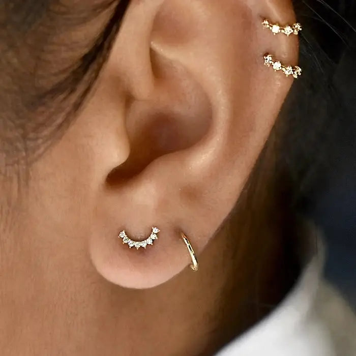 CZ Pear Crawler Studs (Solid Gold)