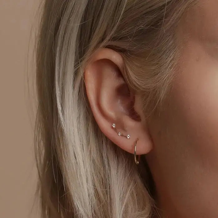 CZ Three Star Constellation Studs (Solid Gold)