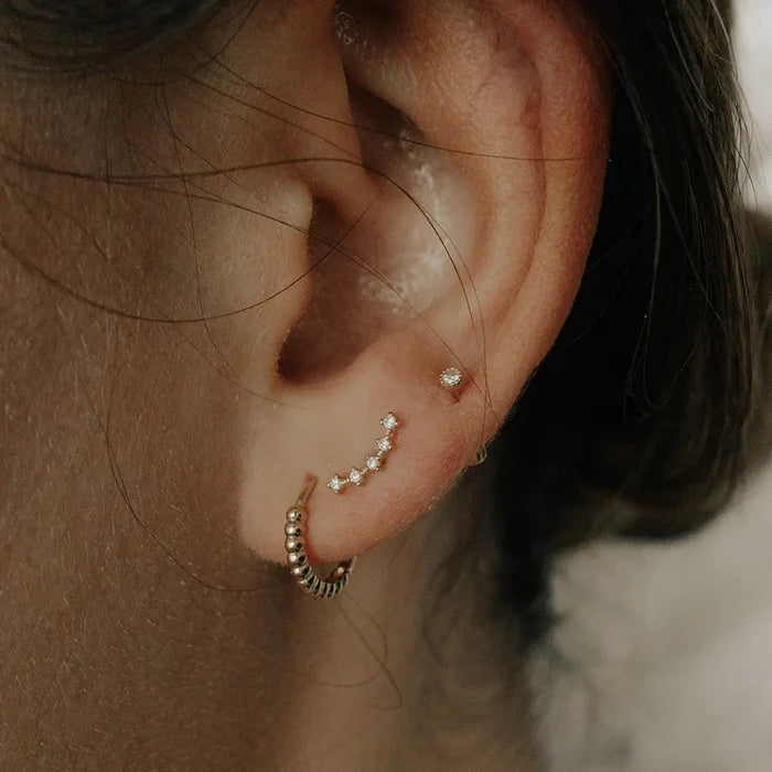 CZ Three Star Constellation Studs (Solid Gold)