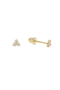 CZ Tri Studs (Solid Gold)