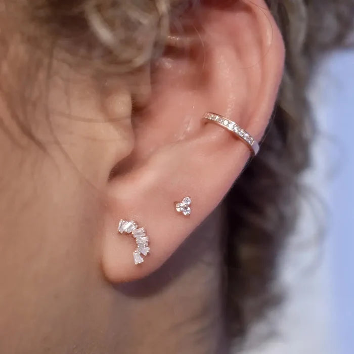 CZ Tri Studs (Solid Gold)