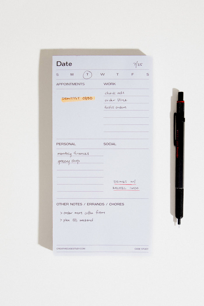 Daily Task Notepad Planner - White/Grey