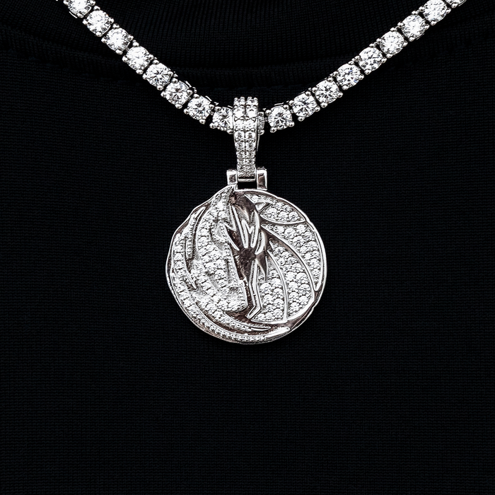 Dallas Mavericks Official NBA Micro Logo Pendant in White Gold