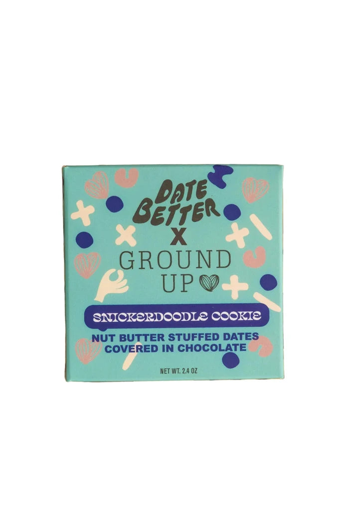 Date Better x Ground Up snack bar on a white background