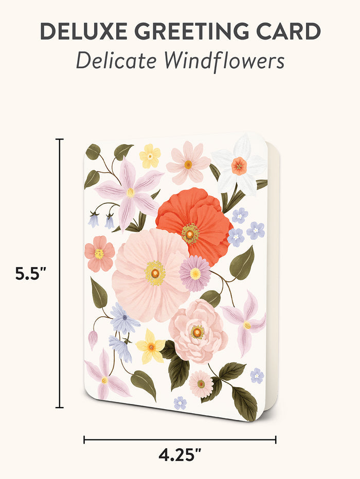 Delicate Windflowers Deluxe Greeting Cards