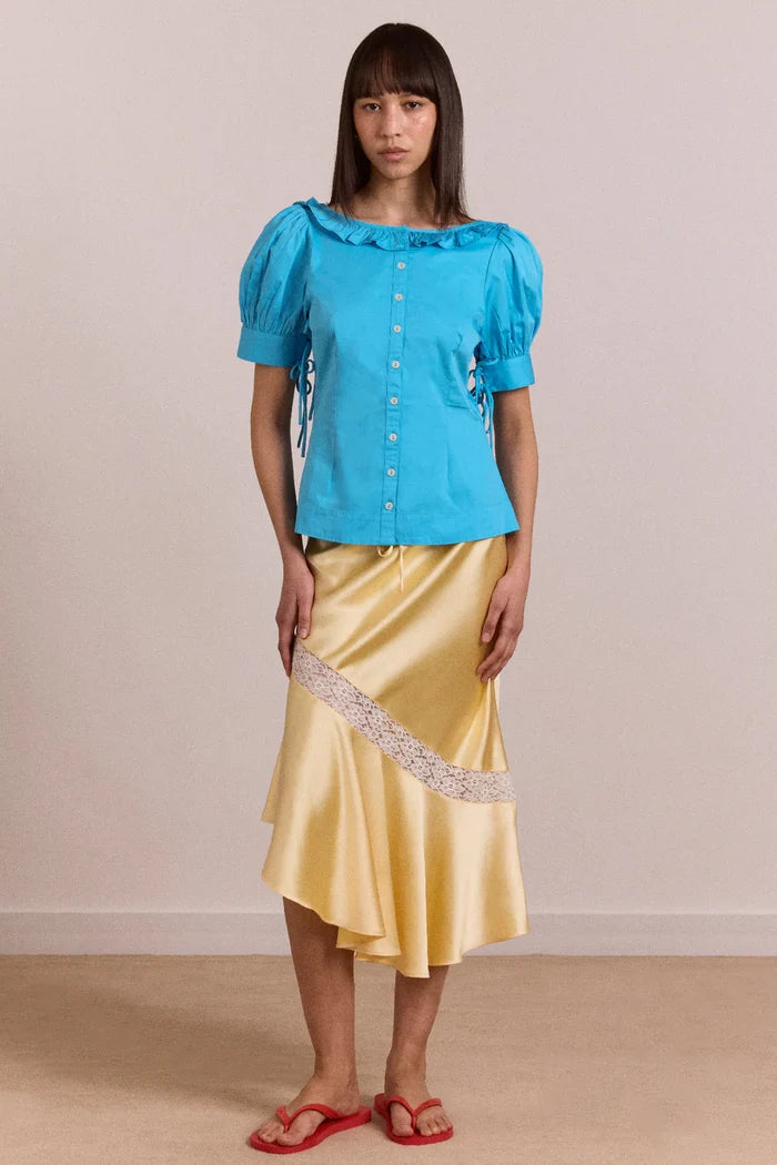 Delphia Satin Midi Skirt (Butter)