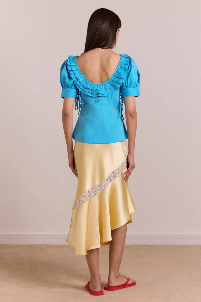 Delphia Satin Midi Skirt (Butter)