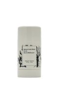 Deodorant stick with branding on a white background