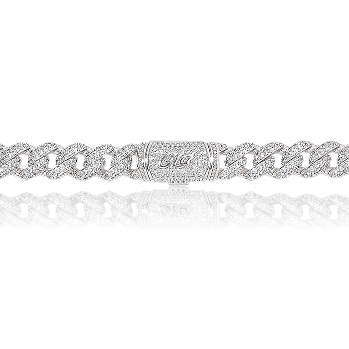 Diamond Cuban Necklace in White Gold - 8.5mm