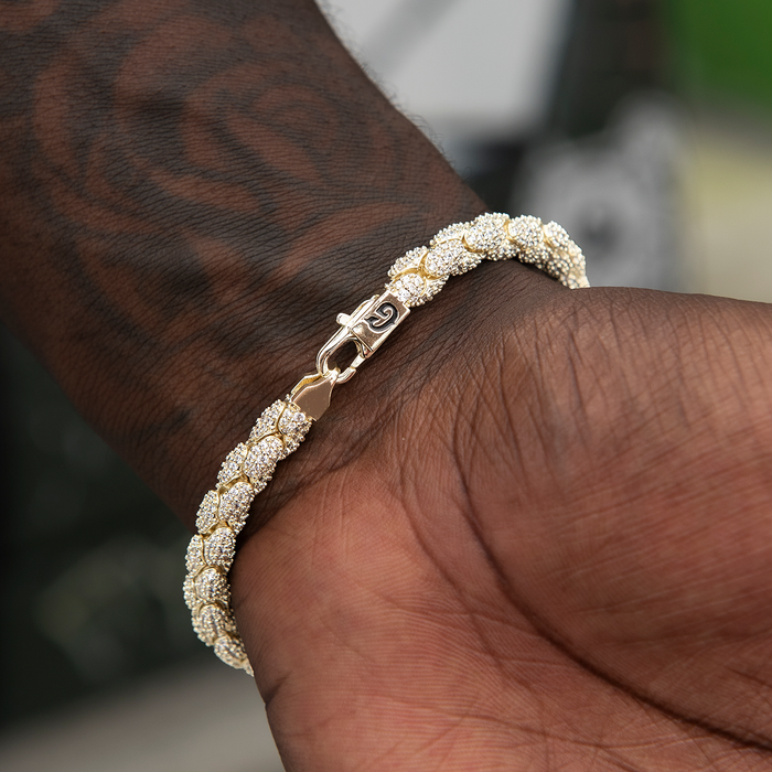 Diamond Pave Snake Link Chain + Bracelet Bundle in Yellow Gold- 6mm