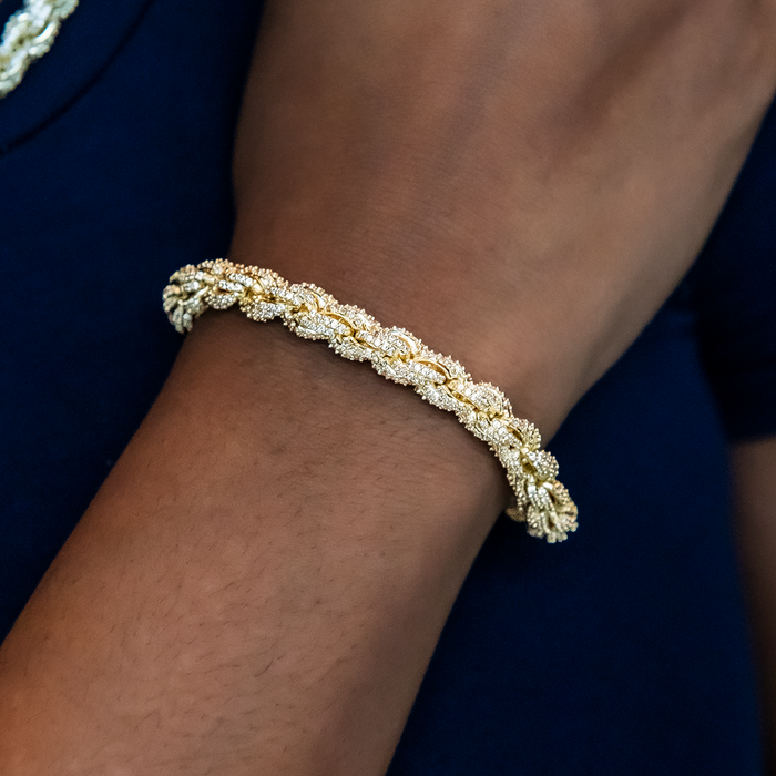 Diamond Rope Chain Bracelet in Yellow Gold- 7mm