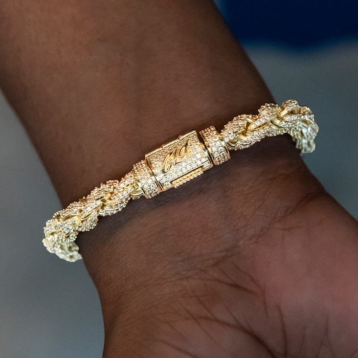 Diamond Rope Chain Bracelet in Yellow Gold- 7mm