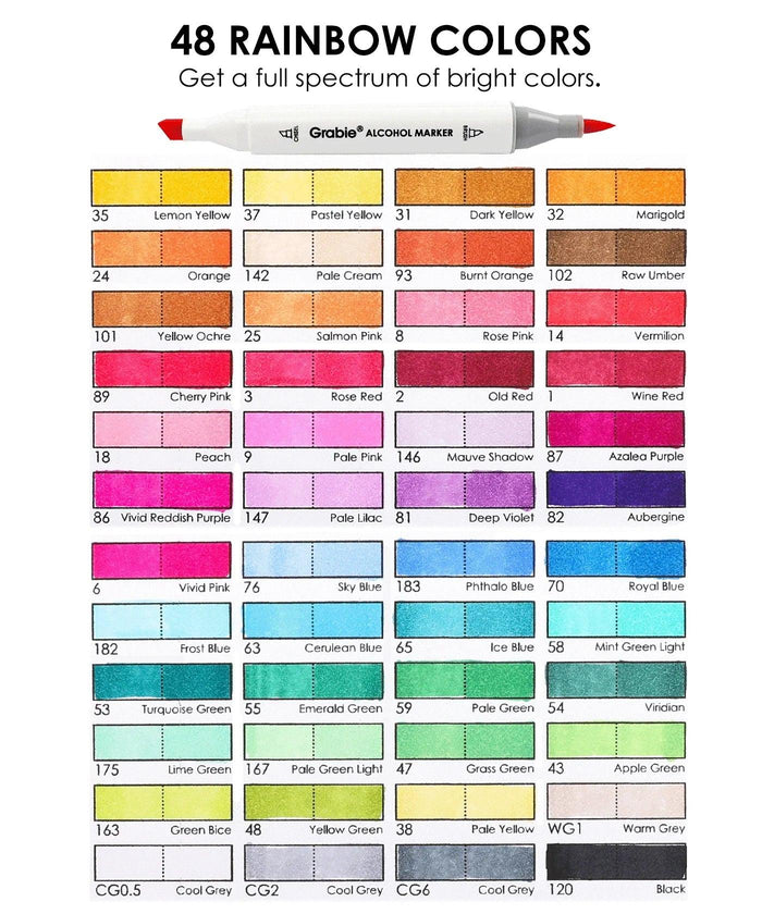 Dual-Tip Alcohol-Based Marker Kit (Set of 48)