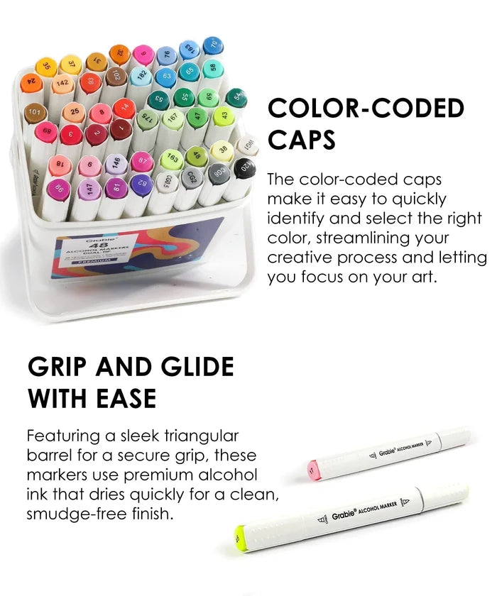 Dual-Tip Alcohol-Based Marker Kit (Set of 48)